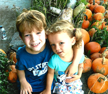 Carter and Emma at the Pumpkin Patch, 2018